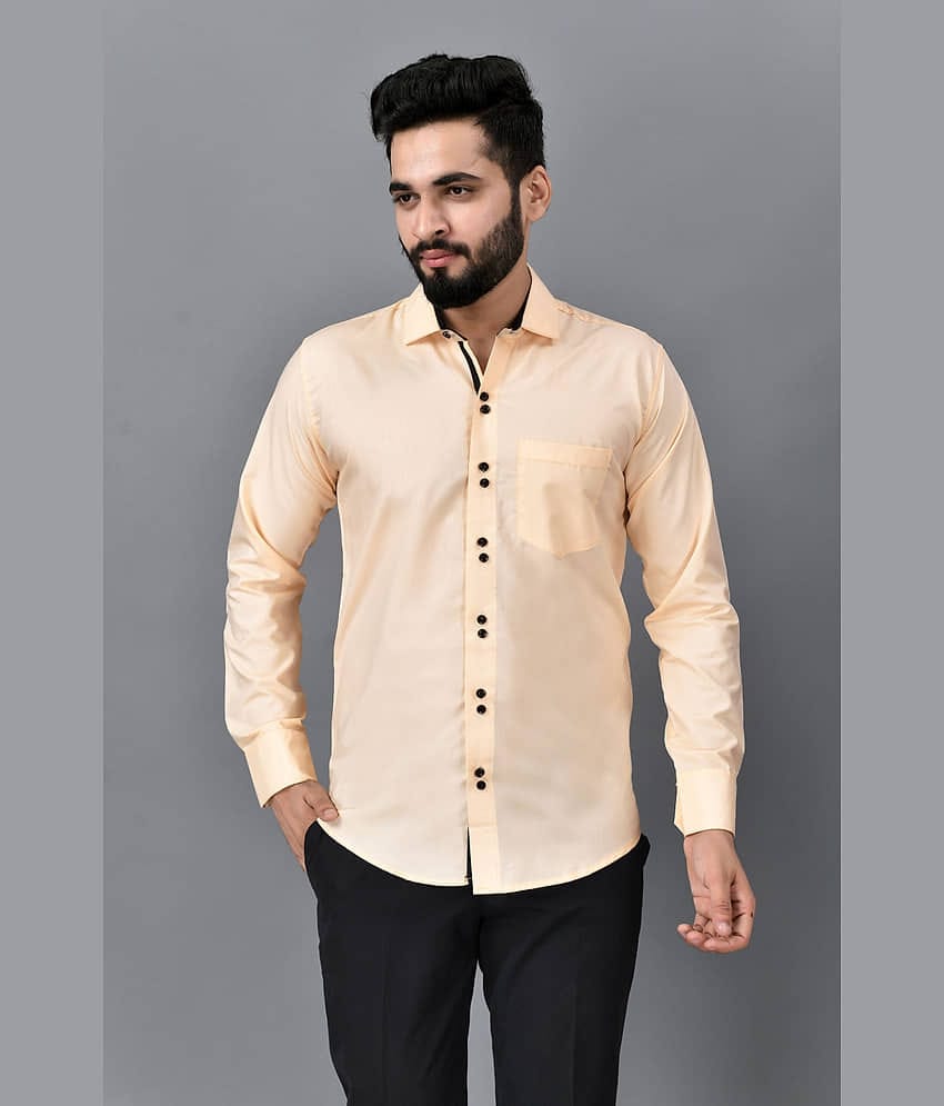 VTEXX Cotton Blend Regular Fit Solids Full Sleeves Men's Casual Shirt - Beige ( Pack of 1 )