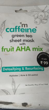 Caffeine Green tea Sheet mask With Fruit aha mix 