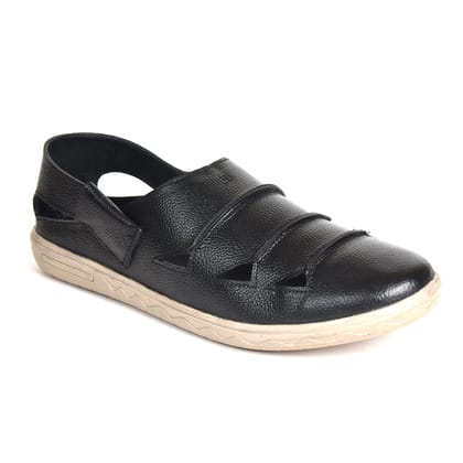 Men's Pure Leather Black Sandals-6