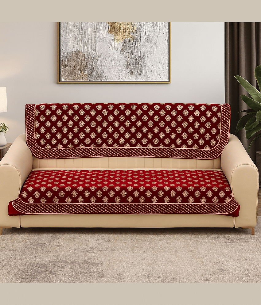 FURNISHING HUT 3 Seater Chenille Sofa Cover ( Pack of 1 )
