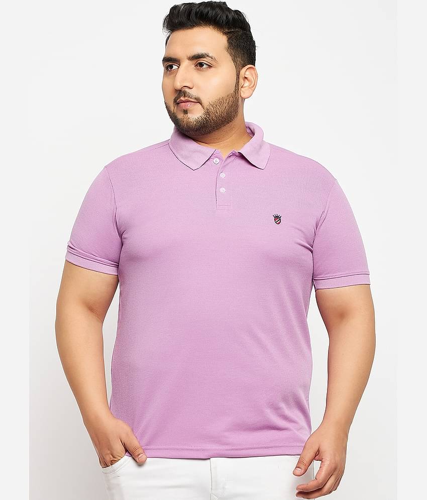 RELANE Pack of 1 Cotton Blend Regular Fit Solid Half Sleeves Men's Polo T Shirt ( Lavender )