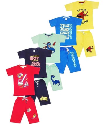 CRAZYON Pack of 5 Boys Cotton Shirt & Pants Set ( Multi )