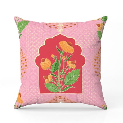 Mughal Rabata Poppy Combination-Canvas Cushion / 16x16 / without