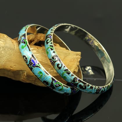 925 sterling silver handmade enamel elephant work bridesmaid bangle bracelet for girl's women's personalized gifting tribal jewelry nba84
