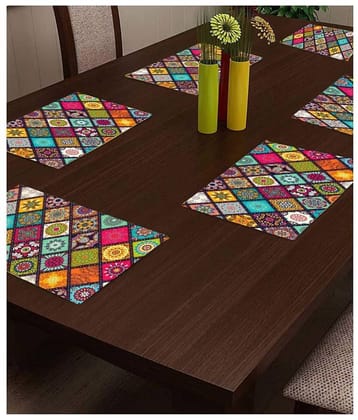 Revexo PVC Floral Rectangle Table Mats ( 42 cm x 29 cm ) Pack of 1 - Multi