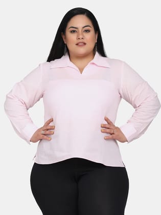 Cotton Linen Top - Baby Pink-3XL