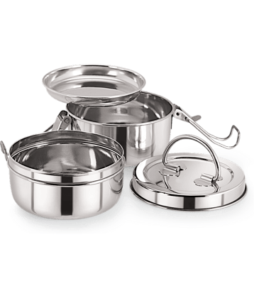 Neelam Stainless Steel Two Compartment Tiffin Box with Lid, 1500 ml, Silver