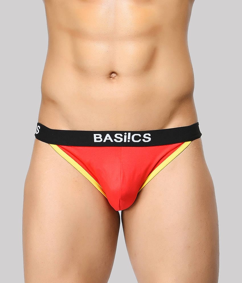 BASIICS By La Intimo Pack of 1 Spandex Briefs For Men's ( Red )