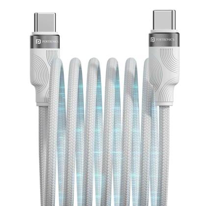 Portronics Snaplink C Square 60W Type C to Type C Magnetic Coiled Cable