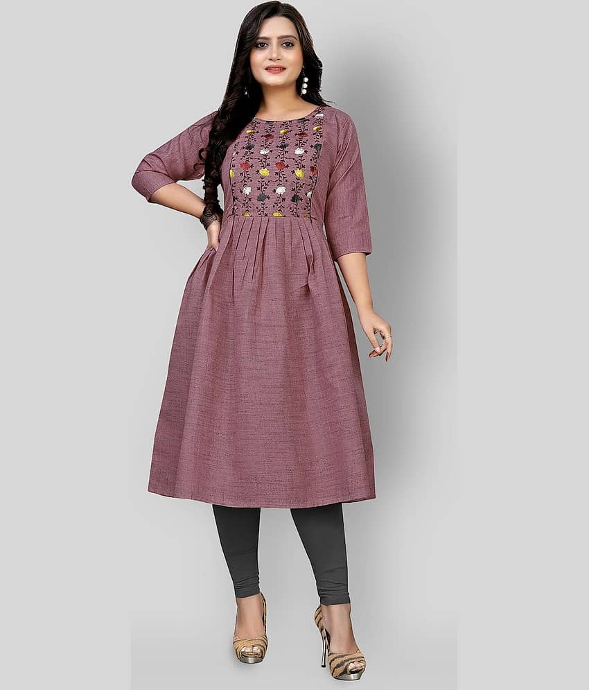 Rangrasiya - Pink Cotton Blend Women's Flared Kurti ( Pack of 1 )