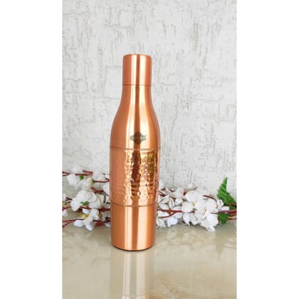 Pure Copper Champagne Style Hammered Lacquer Coated Leak Proof Water Bottle, Drinkware, Serveware, 1200 ml-850ml