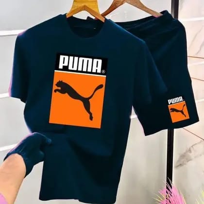 Puma T Shirt+ Short  ( Colour : Deep Sea Green -  Size : L )