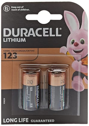Duracell CR123A, DL123A, EL123A, CR17345 Ultra Photo Lithium Batteries, 2 Pcs