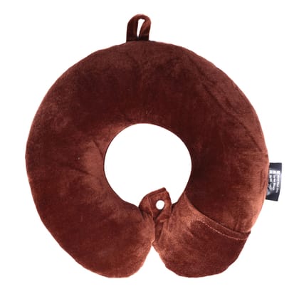 FAIRBIZPS Unisex Neck Travel Comfort Cotton Pillow with Brown Sleeping Eye mask Travel Pillow and Accessories for Plane Flight Bus and Office for Men and Women (Pack of 1)