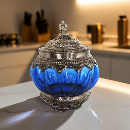 Aluminium Khurbuja Silver Finish Decor | Modern Table Accent, Height : 6 Inch (ASMAS102 D)