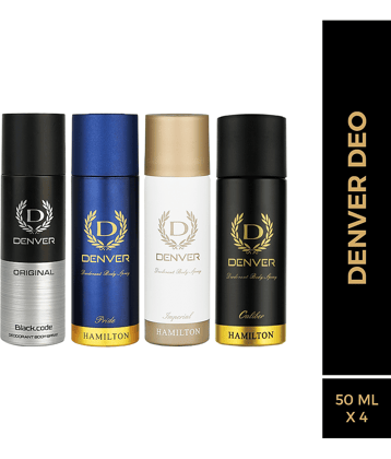 Denver Pride Caliber Imperial & Black Code Nano Deodorant Spray for Men 50 ml ( Pack of 4 )