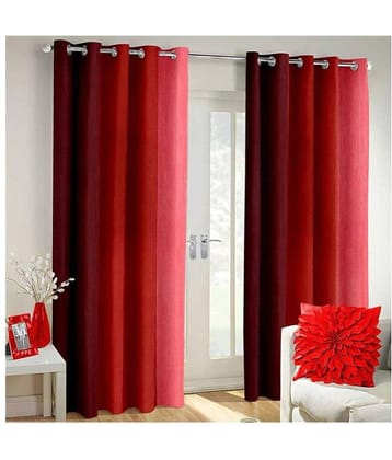 Tanishka Fabs Solid Room Darkening Eyelet Curtain 5 ft ( Pack of 2 ) - Red