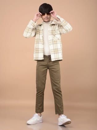 Beige Checked Shacket-15-16Y / Beige