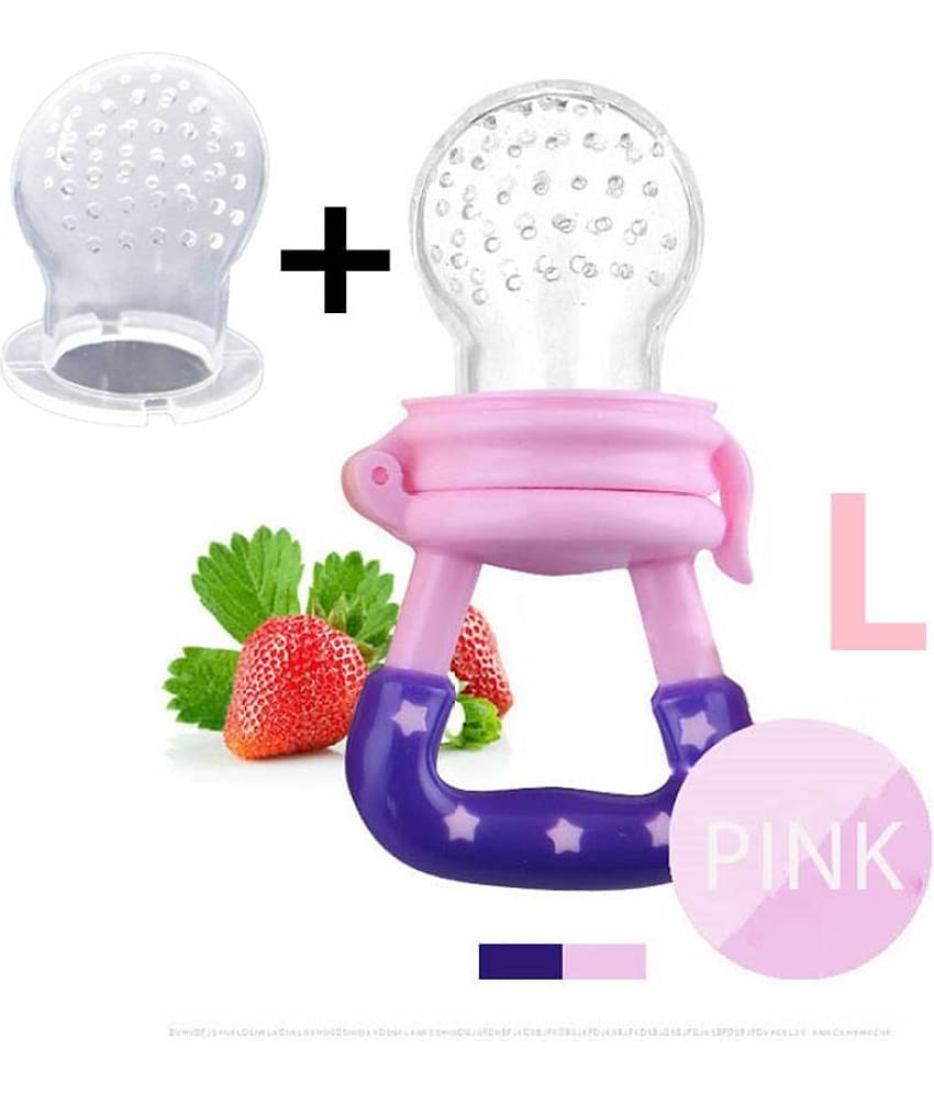 BabyChic 1 PC Pink Fresh Food Nibbler Baby Feeder Kids Fruit Feeding Safe Supplies Nipple Teat Pacifier Bottles（L）
