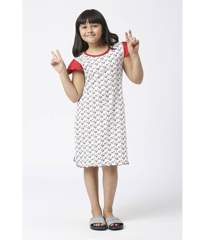Sini Mini Cotton Frock For Girls ( Pack of 1 , White )