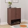 Brown Shoe Storage Cabinet with Open Shelf_assorted colour