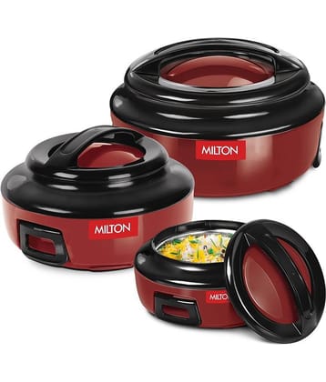 Milton - Ernesto Jr. 3 Pcs Grey Microwave Safe Inner Steel Thermoware Casserole Set (420ml,850ml,1.43L)