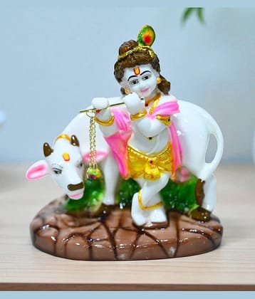 Sigaram Marble Lord Krishna Idol ( 14 cm )