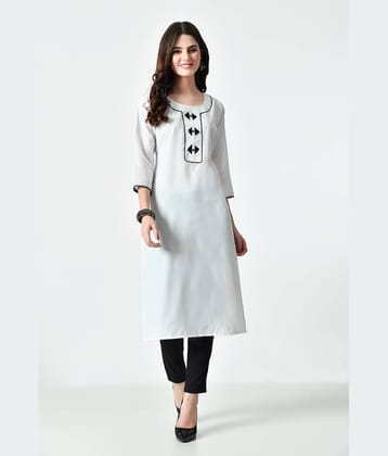 MAURYA Cotton Blend Solid Straight Women's Kurti - White ( Pack of 1 )