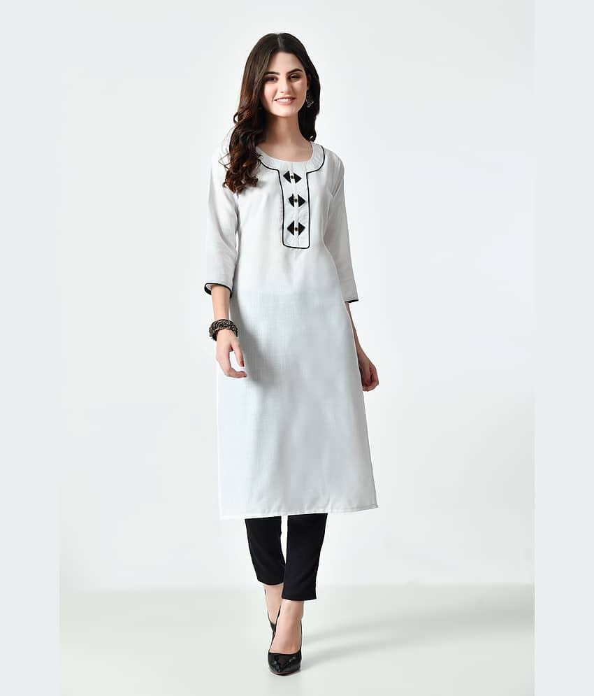 MAURYA Cotton Blend Solid Straight Women's Kurti - White ( Pack of 1 )