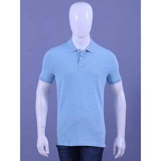Red Line Mens Sky Blue Solid 100% Cotton Polo Collar T-Shirt