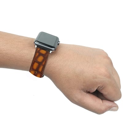 Smokey Yellow Deep Cut Croco Leather Apple watch Strap-40MM