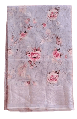 Cotton Creme Rose Saree