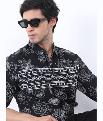 Ketch 100% Cotton Slim Fit Printed Full Sleeves Men's Casual Shirt - Black ( Pack of 1 )