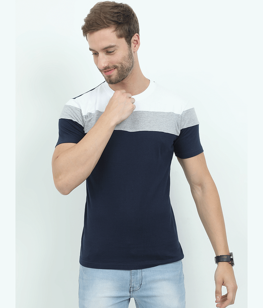Reya Pack of 1 Cotton Blend Regular Fit Men's T-Shirt ( Blue )
