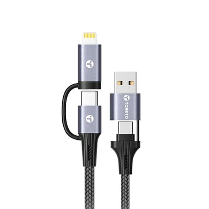 Toreto 4 in 1 Multiple Port 60W Nylon Braided Fast Charging Cable Toreto 4 in 1 Multiple Port 60W Nylon Braided Fast Charging Cable