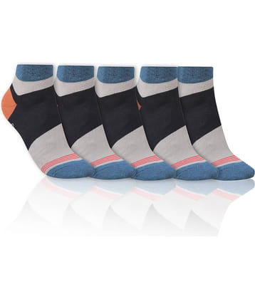 Dollar - Cotton Men's Striped Black Ankle Length Socks ( Pack of 5 )