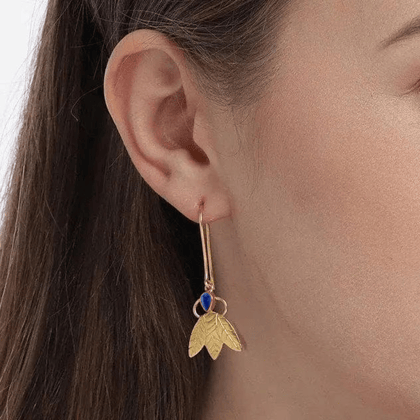 Silver Gold Plated Lapis Earring