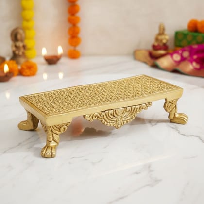 Brass Pooja Chowki Stool | Brass Bajot | Brass Temple Stool for Pooja & Religious Decor, Height : 2 Inch (BSMAS1953 E)