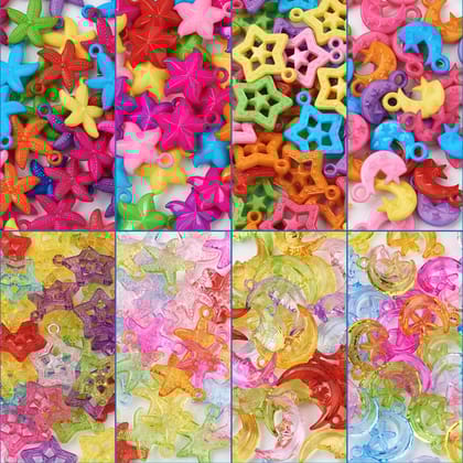 10 Pcs, Transparent & Opaque Acrylic Pendants Mixed Shapes Mixed Color-MultiColor
