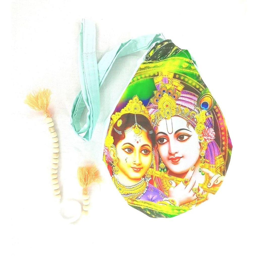 MAYAPURI Radha Krishna Printed Beads Bag/Chanting Bag with Sakshi Mala Counter - Pooja Needs | Buy online on ZillyBuy