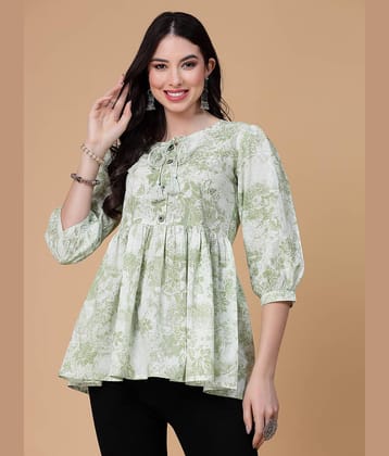 GOD BLESS Women's Viscose Peplum Top ( Green )