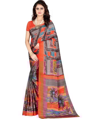 LEELAVATI Crepe Printed Saree With Unstitched Blouse Piece ( Multicolor )