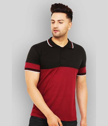 Leotude Pack of 1 Cotton Blend Regular Fit Colorblock Half Sleeves Men's Polo T Shirt ( Purple )