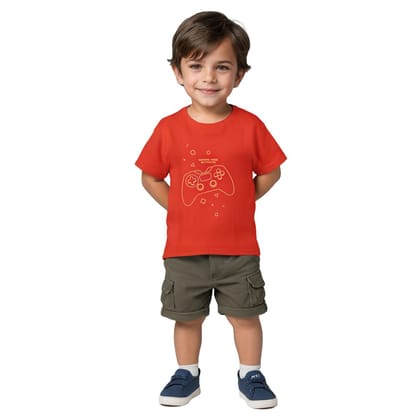 Boys T shirt Cotton Fiery Red Joystick