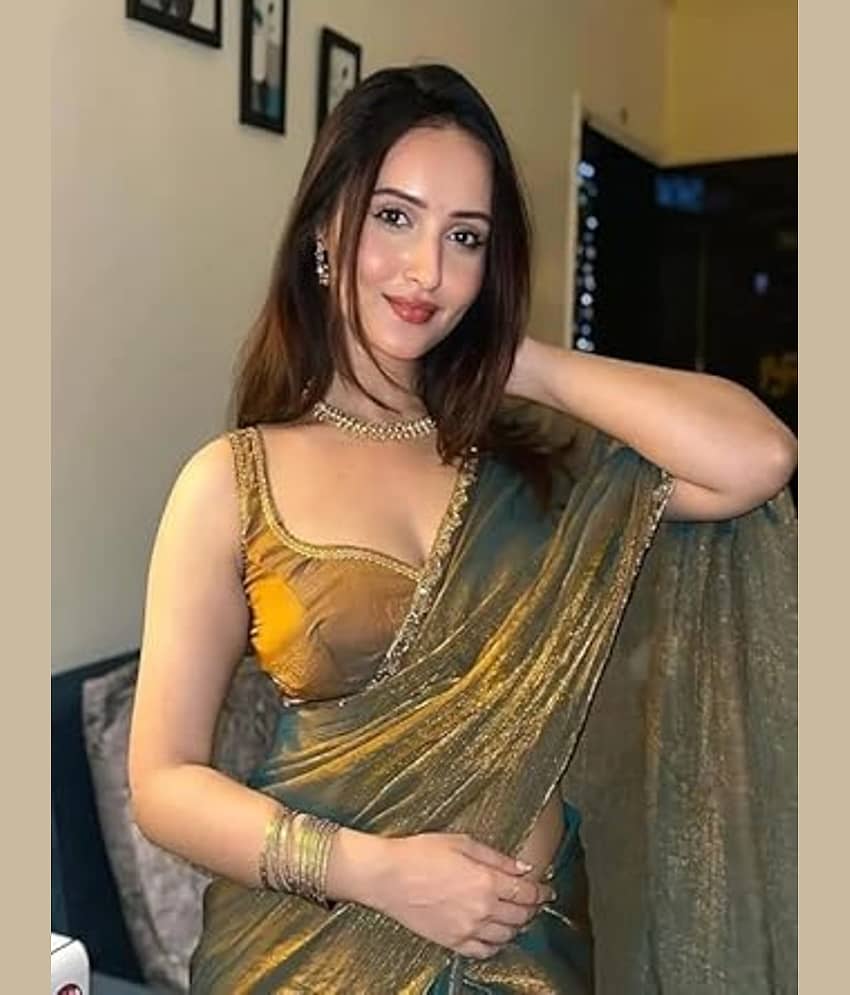 Keyura Jimmy Choo Self Design Regular Saree With Unstitched Blouse Piece ( Gold,Rama )