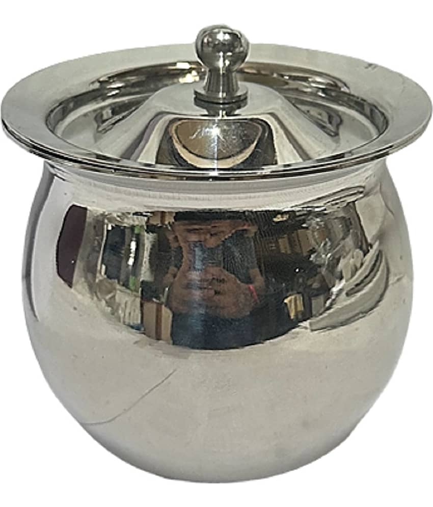Dynore Ghee Pot Steel Silver Oil Container ( Set of 1 )