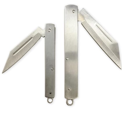 KARTHI7OCT STORE 2 Pieces Stainless Steel Foldable Kitchen Knives (7� Inch & 5� Inch) | Manual Folding Utility Knife for Fruit & Vegetable Cutting � Easy to Clean, Travel Friendly