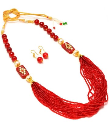 Jewar Mandi Brass Red Collar Contemporary/Fashion Gold Plated Necklaces Set