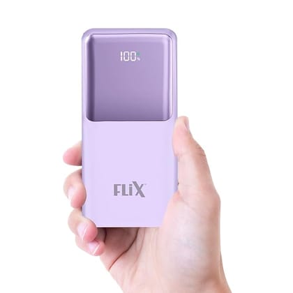 FLiX (Beetel) UltraCharge P115 10000mAh 22.5W QC Power Delivery PPS Power Bank, Tripple Output, Dual Input Type C & B, Percentage LED Indicator, Compatible iPhone, Samsung, Google (XPB-P115)(Purple)