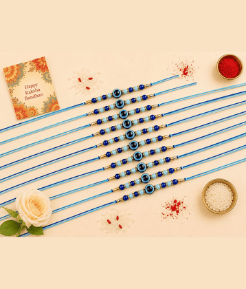 THRIFTKART Fancy 10 Rakhi Gift Set ( Pack of 10 , Blue )